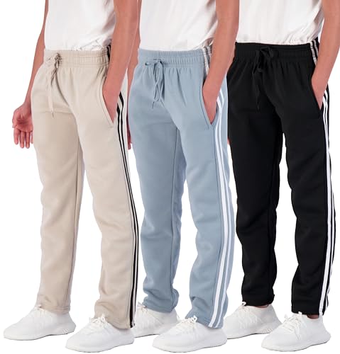 Real Essentials 3 Pack: Boys' Tech Fleece Open Bottom Sweatpants with Pockets