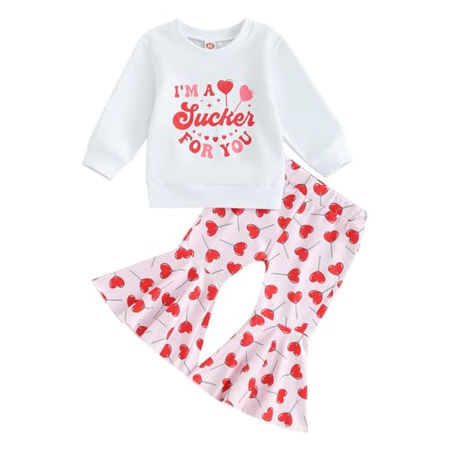 Toddler Kids Girls Clothes Sets Cow Print Long Sleeve Sweatshirt Pullover Flare Pants 2Pcs Fall Winter Outfits