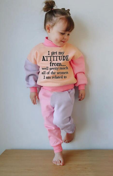 WZTYYDS Toddler Baby Girl Clothes 1T 2T 3T 4T 5T Fall Winter Outfits Contrast Color Long Sleeve Sweatshirt + Pants Sets