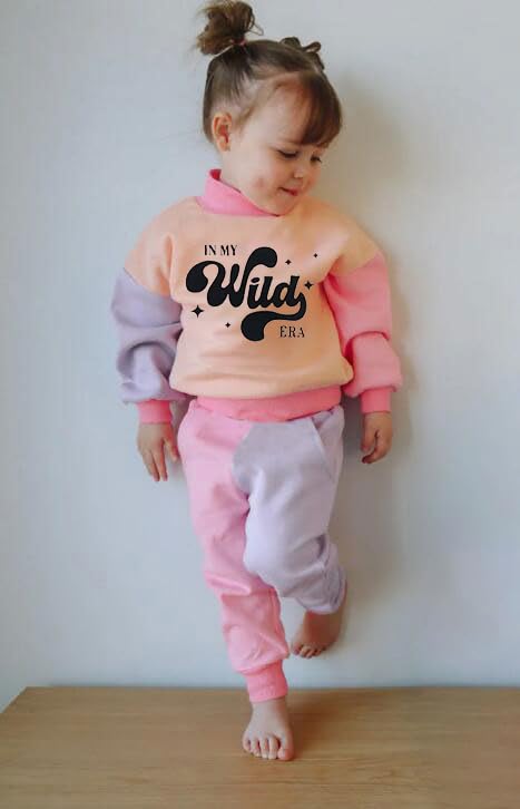 WZTYYDS Toddler Baby Girl Clothes 1T 2T 3T 4T 5T Fall Winter Outfits Contrast Color Long Sleeve Sweatshirt + Pants Sets