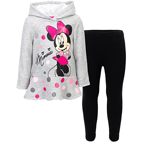 Disney Minnie Mouse Mickey Mouse Pullover Fleece Hoodie and Leggings Outfit Set Infant to Big Kid Sizes (12 Months - 14-16)