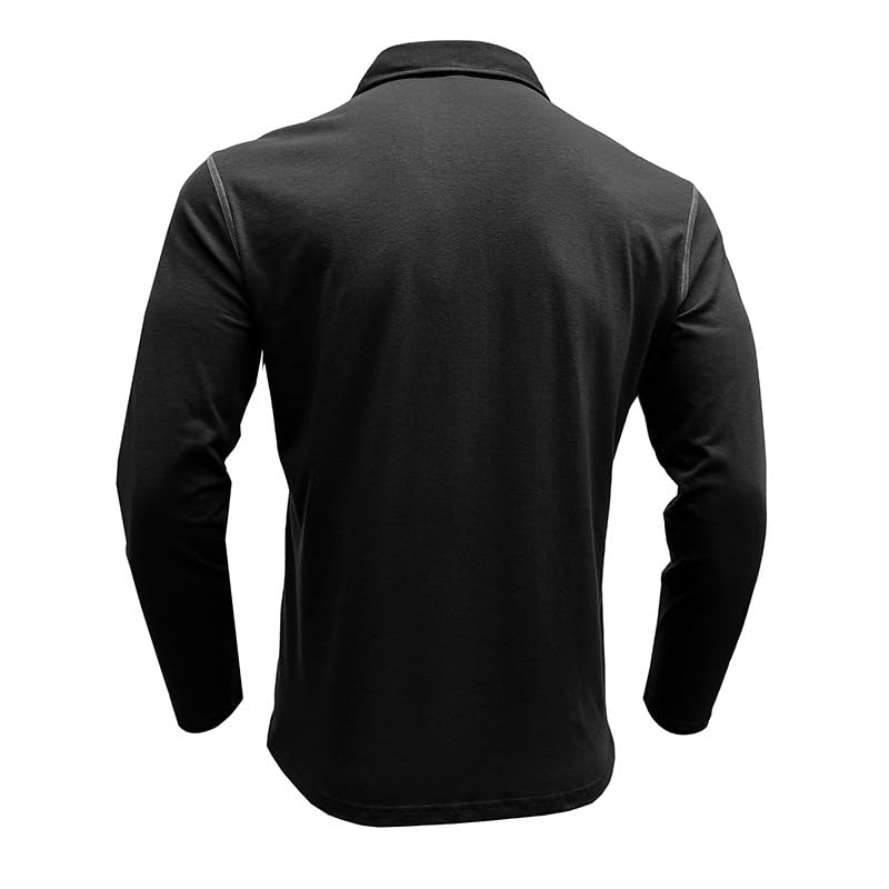 Men's Casual Polo Shirts Classic Long Sleeve Basic Button T-Shirt Lightweight Cotton Golf Tops with Pocket