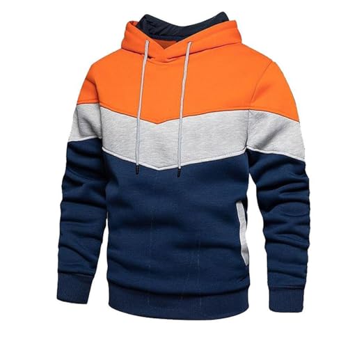 Mens Sweatshirts Trendy Color Block Hoodies Teen Boys Running Workout Pullover 2024 Fall Casual Clothing Fleece Lined