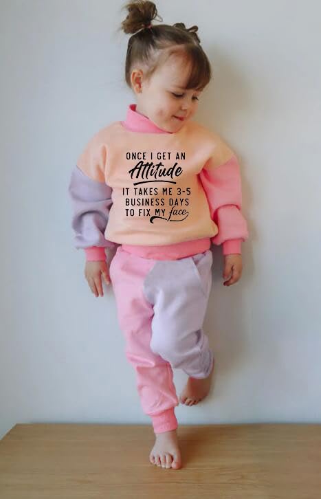 WZTYYDS Toddler Baby Girl Clothes 1T 2T 3T 4T 5T Fall Winter Outfits Contrast Color Long Sleeve Sweatshirt + Pants Sets