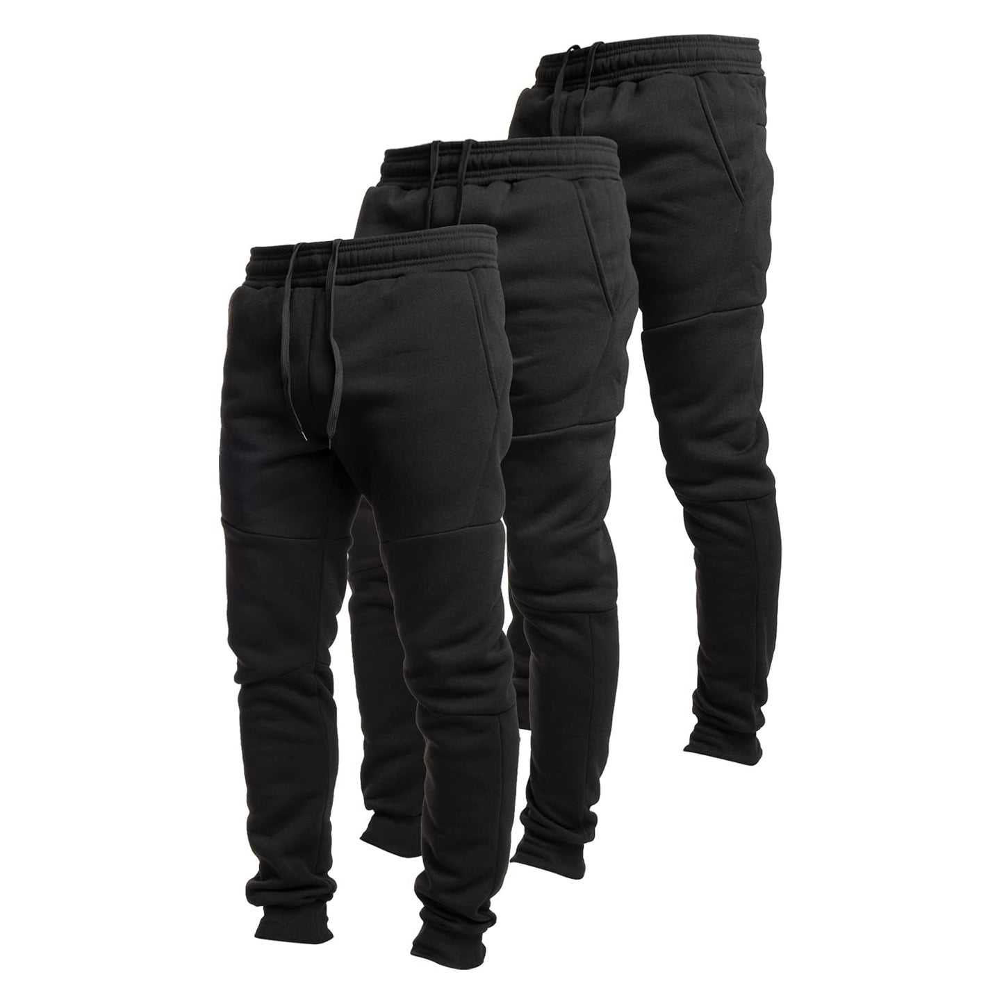 Ultra Performance 3 Pack Fleece Active Tech Joggers for Men, Mens Sweatpants with Zipper Pockets