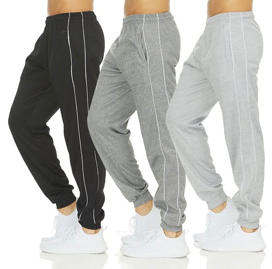 DARESAY Men's Tech Fleece Joggers Dry Fit Performance Sweatpants [3-Pack]