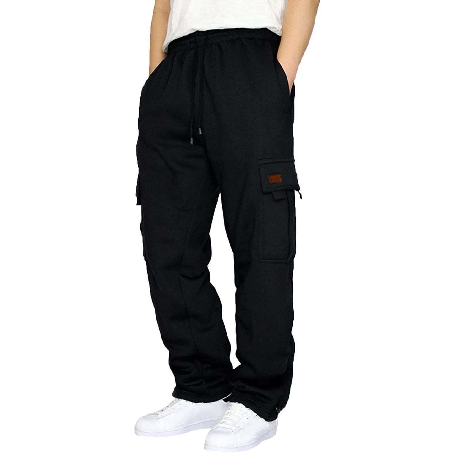 Cargo Sweatpants for Teen Boys 16-18 Mens Heavyweight Cargo Fleece Sweatpants Relaxed Fit Joggers with Pockets Sweat Pants