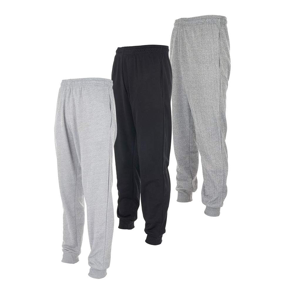 DARESAY Men's Tech Fleece Joggers Dry Fit Performance Sweatpants [3-Pack]