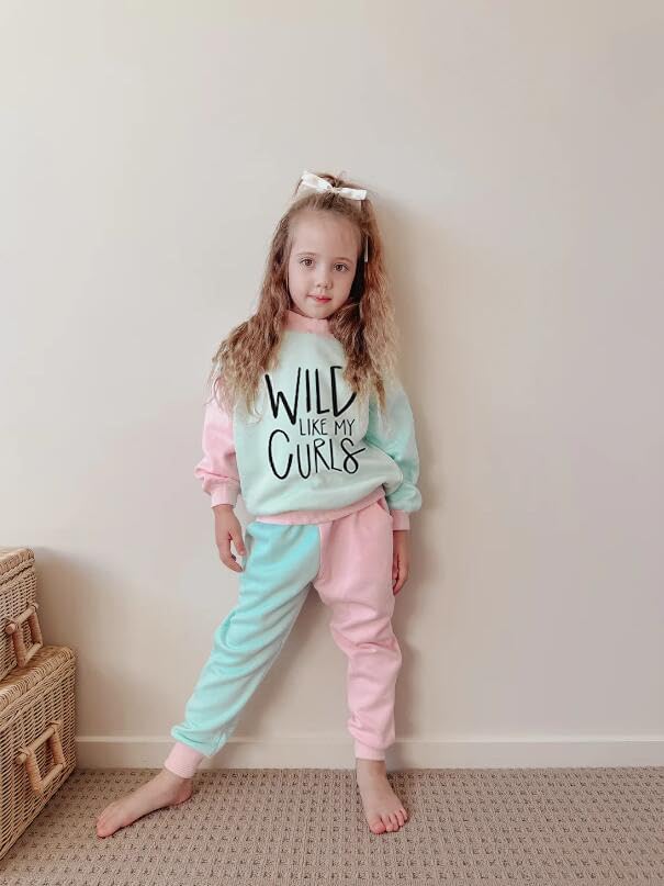 WZTYYDS Toddler Baby Girl Clothes 1T 2T 3T 4T 5T Fall Winter Outfits Contrast Color Long Sleeve Sweatshirt + Pants Sets