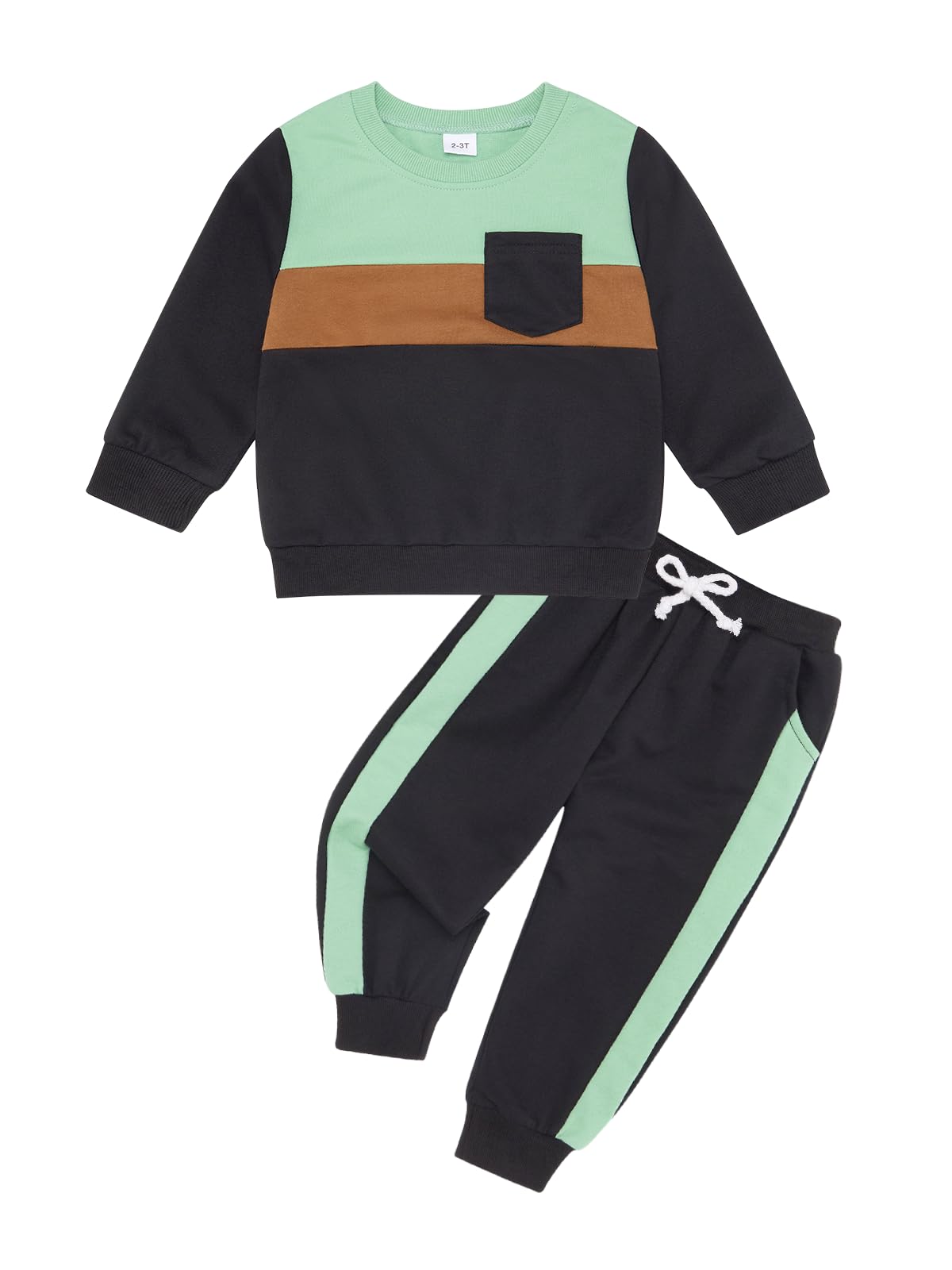 Toddler Boys Fall Winter Clothes Long Sleeve Contrast Color Plaid Sweatshirts Jogger Pants Baby Kids 2 Piece Outfits