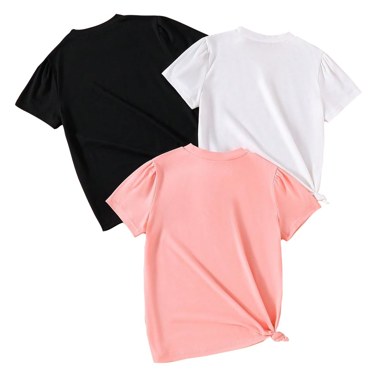 Toddler Basic T-Shirt - Letter and Lightning Print Short Sleeve Sets - Girl Summer Short Sleeve 3 Pack Top (3-7T)