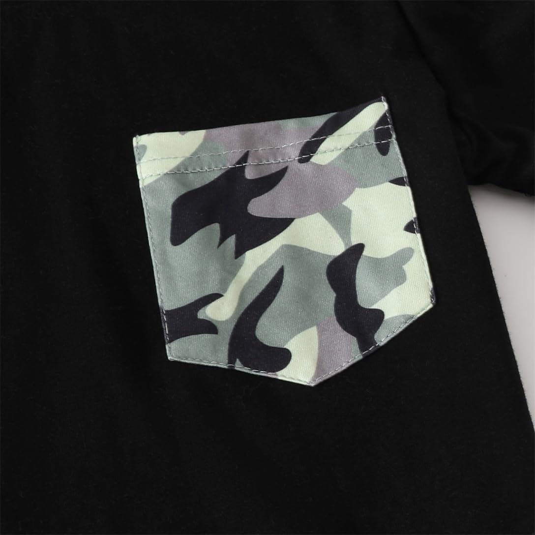 Boys 2 Piece Outfits Color Block Clothes Short Sleeve T Shirt and Camouflage Pants Summer Clothing Sets