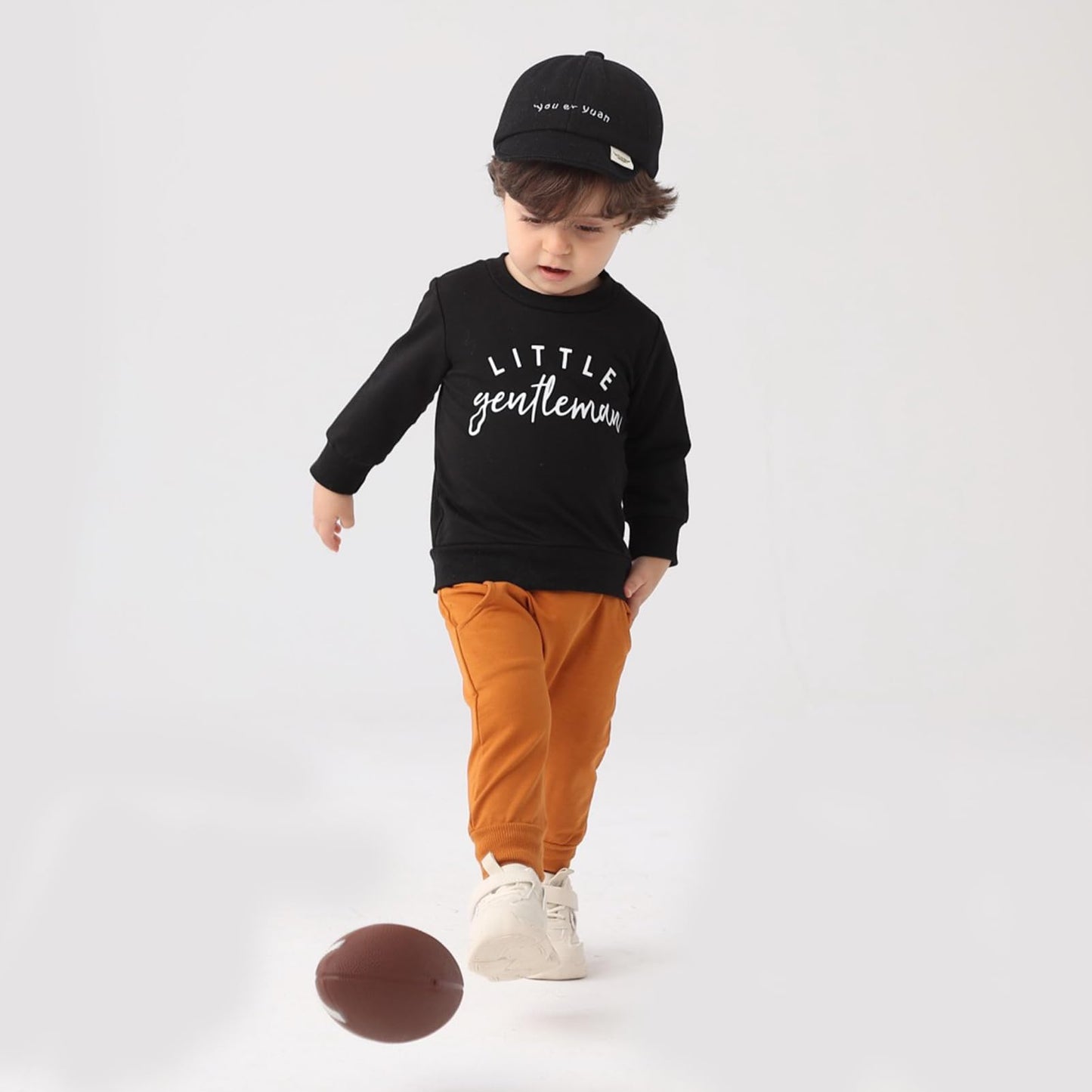 Toddler Baby Boy Sweatshirt Clothes Letter Print Long Sleeve Top+Solid Jogger Pants Infant Casual Outfits Set