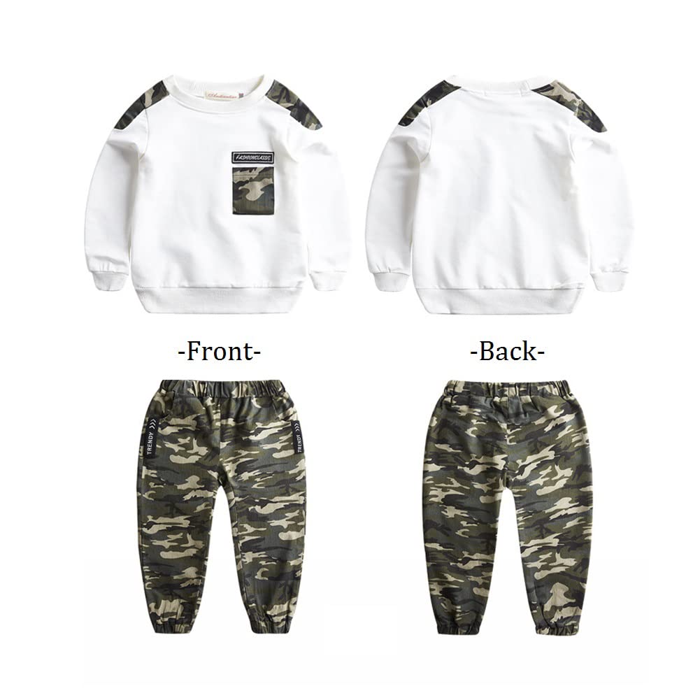 lontakids Boys 2 Pieces Set Long Sleeve Tops + Camouflage Pants Outfits Boys Clothes Set