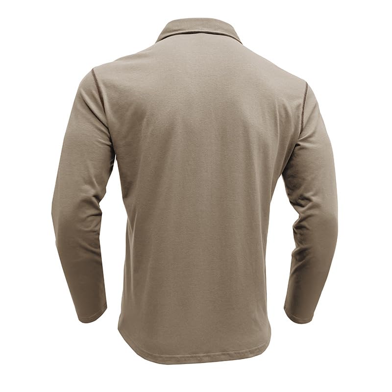 Men's Casual Polo Shirts Classic Long Sleeve Basic Button T-Shirt Lightweight Cotton Golf Tops with Pocket