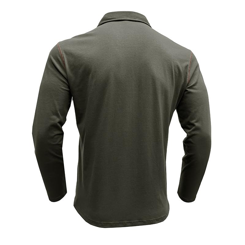 Men's Casual Polo Shirts Classic Long Sleeve Basic Button T-Shirt Lightweight Cotton Golf Tops with Pocket