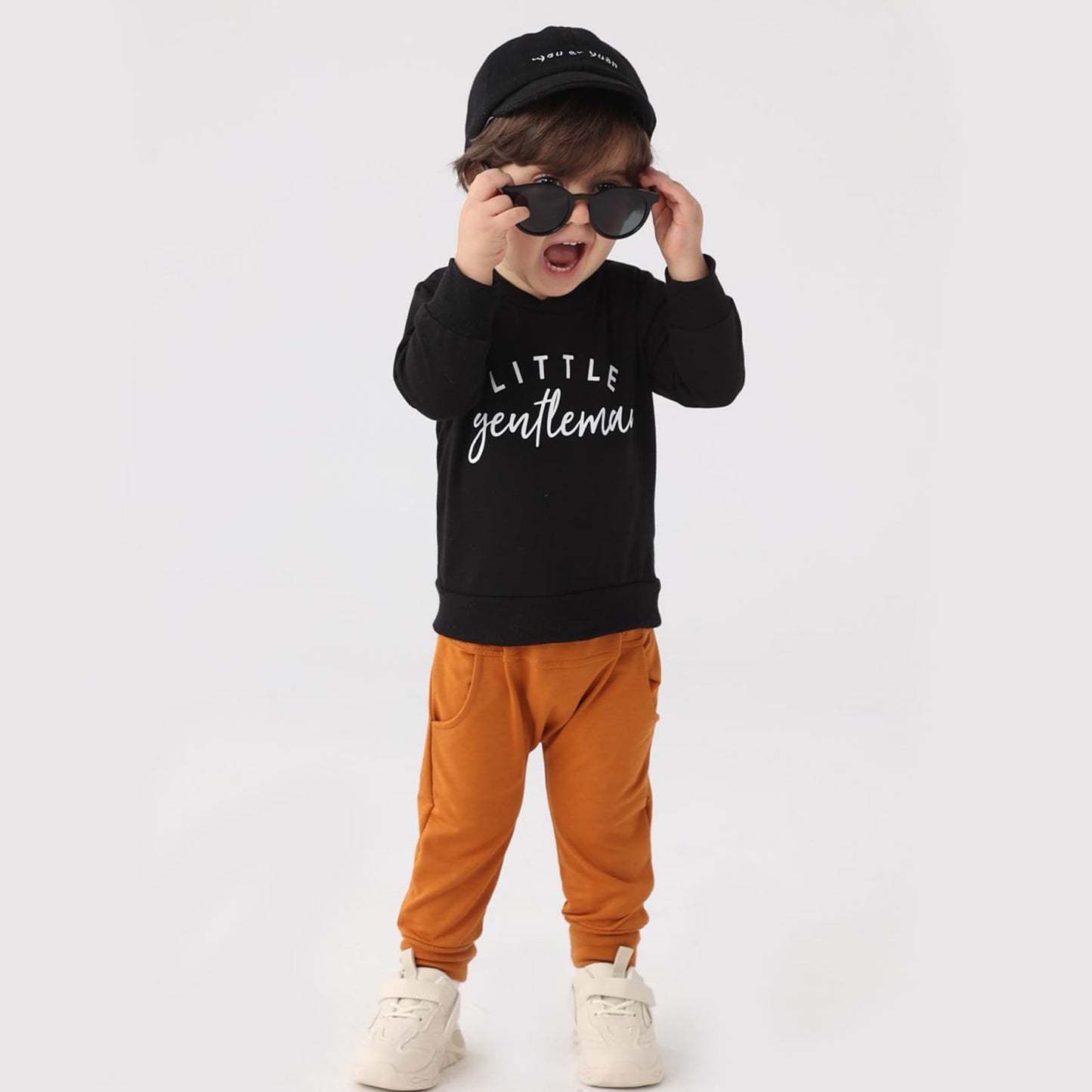 Toddler Baby Boy Sweatshirt Clothes Letter Print Long Sleeve Top+Solid Jogger Pants Infant Casual Outfits Set