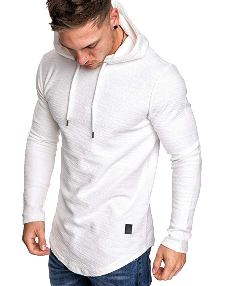 Lexiart Mens Fashion Athletic Hoodies Sport Sweatshirt Solid Color Fleece Pullover