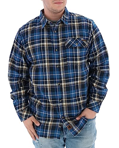 Legendary Whitetails Men's Buck Camp Flannel, Long Sleeve Plaid Button Down Casual Shirt, Corduroy Cuffs