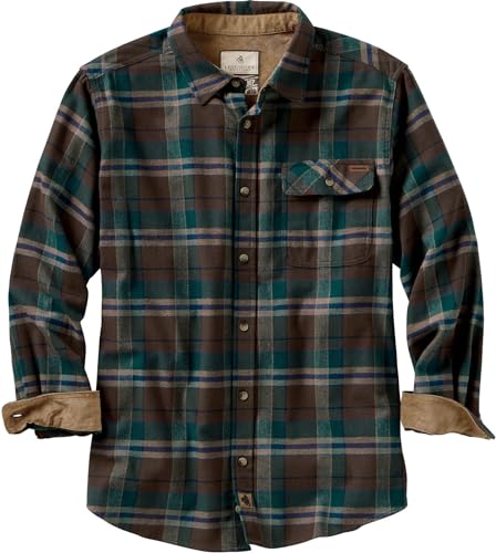 Legendary Whitetails Men's Buck Camp Flannel, Long Sleeve Plaid Button Down Casual Shirt, Corduroy Cuffs