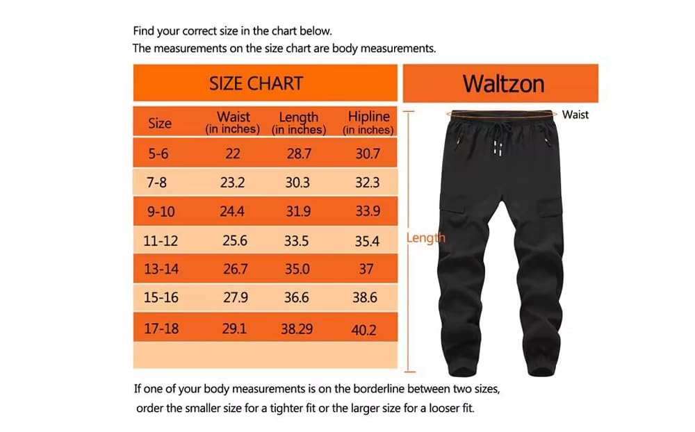 Boy's Cargo Joggers Pants Youth Quick Dry Hiking Lightweight Pants for Sports Outdoor with Zipper Pockets