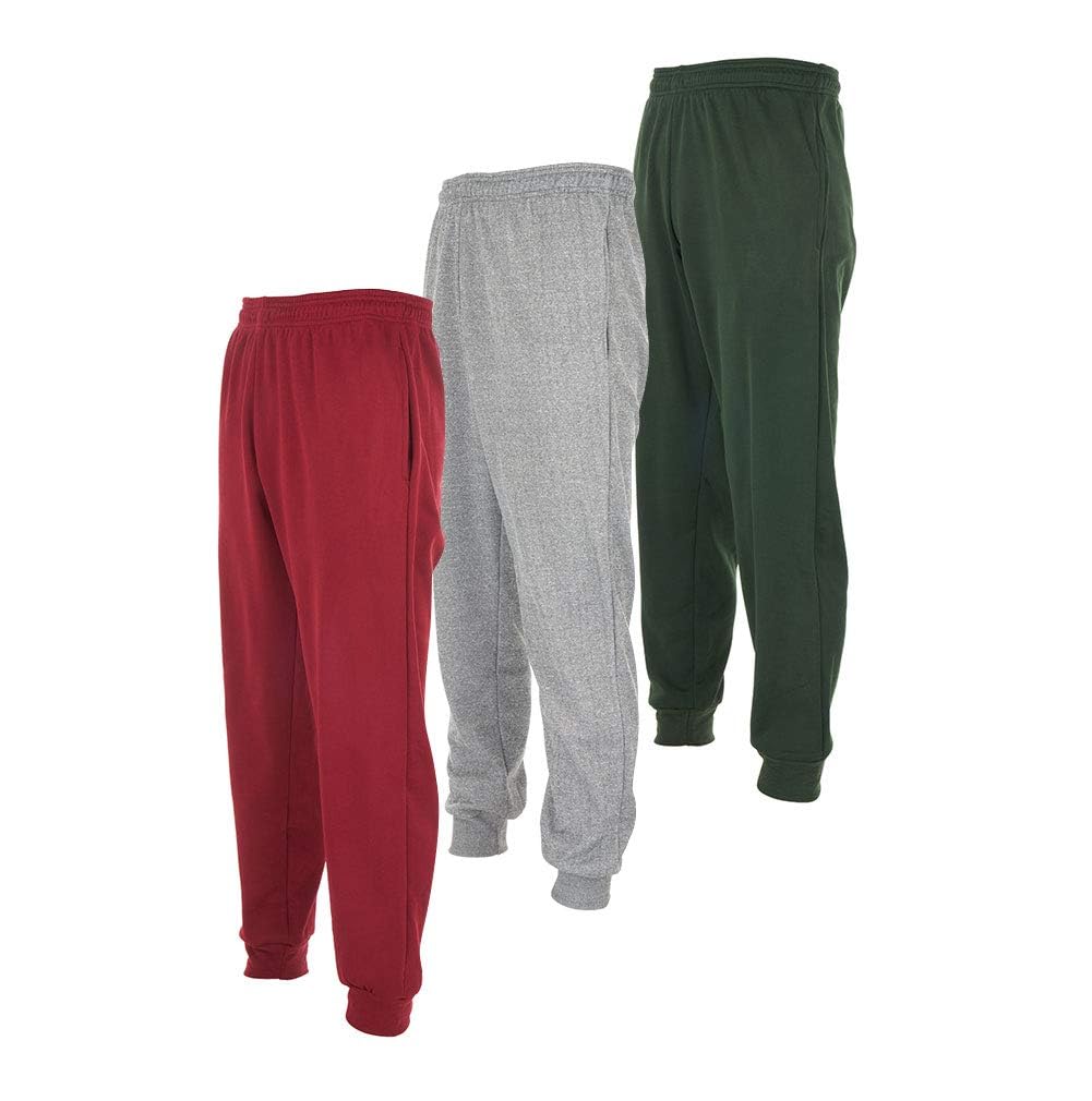 DARESAY Men's Tech Fleece Joggers Dry Fit Performance Sweatpants [3-Pack]