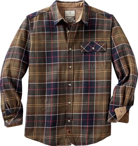 Legendary Whitetails Men's Buck Camp Flannel, Long Sleeve Plaid Button Down Casual Shirt, Corduroy Cuffs