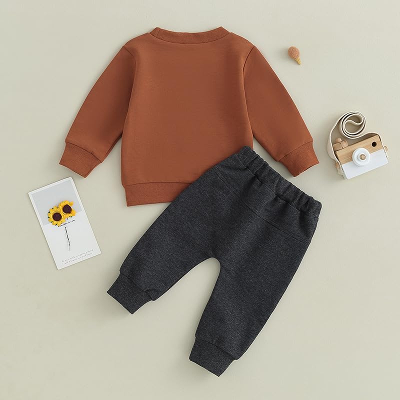 Toddler Baby Boy Sweatshirt Clothes Letter Print Long Sleeve Top+Solid Jogger Pants Infant Casual Outfits Set