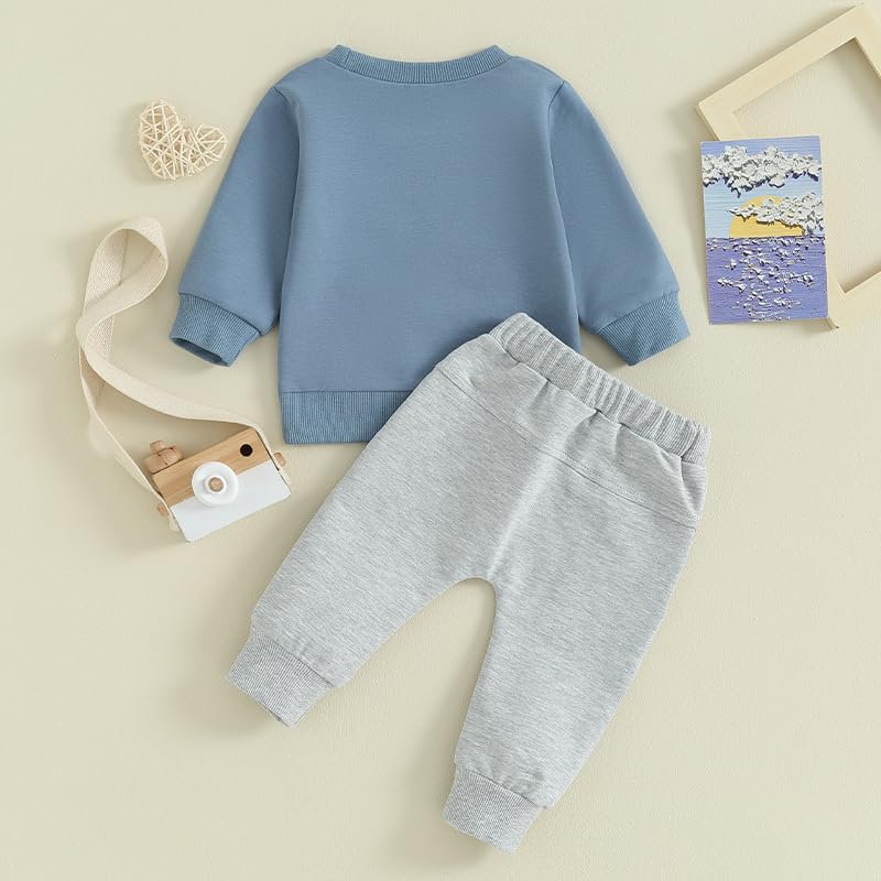 Toddler Baby Boy Sweatshirt Clothes Letter Print Long Sleeve Top+Solid Jogger Pants Infant Casual Outfits Set