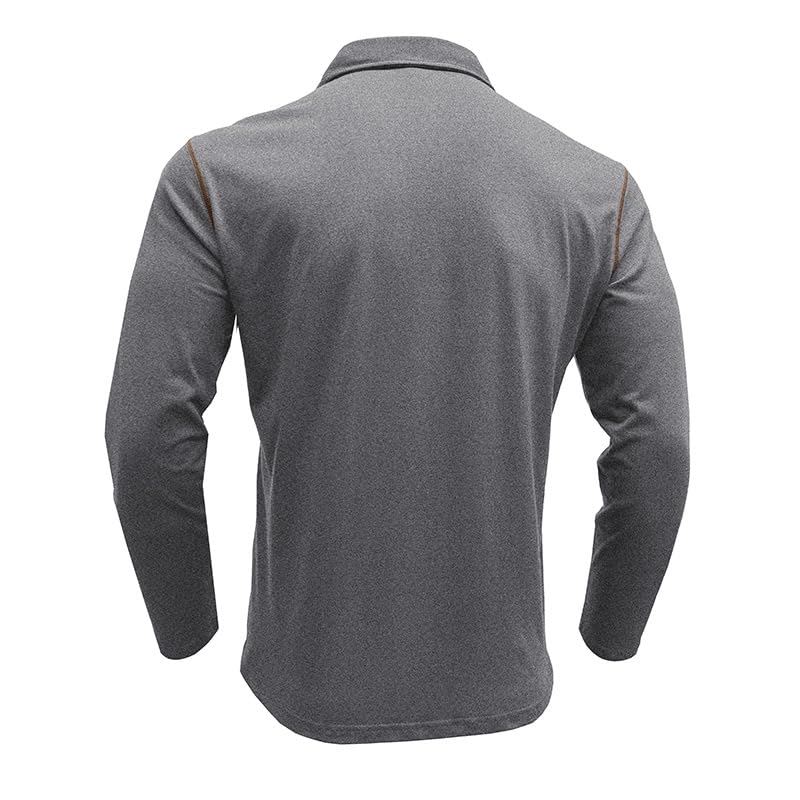 Men's Casual Polo Shirts Classic Long Sleeve Basic Button T-Shirt Lightweight Cotton Golf Tops with Pocket