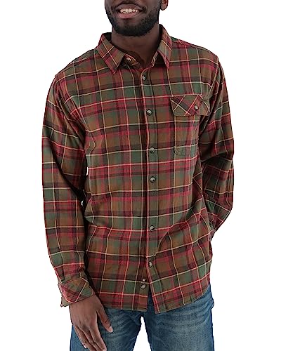 Legendary Whitetails Men's Buck Camp Flannel, Long Sleeve Plaid Button Down Casual Shirt, Corduroy Cuffs