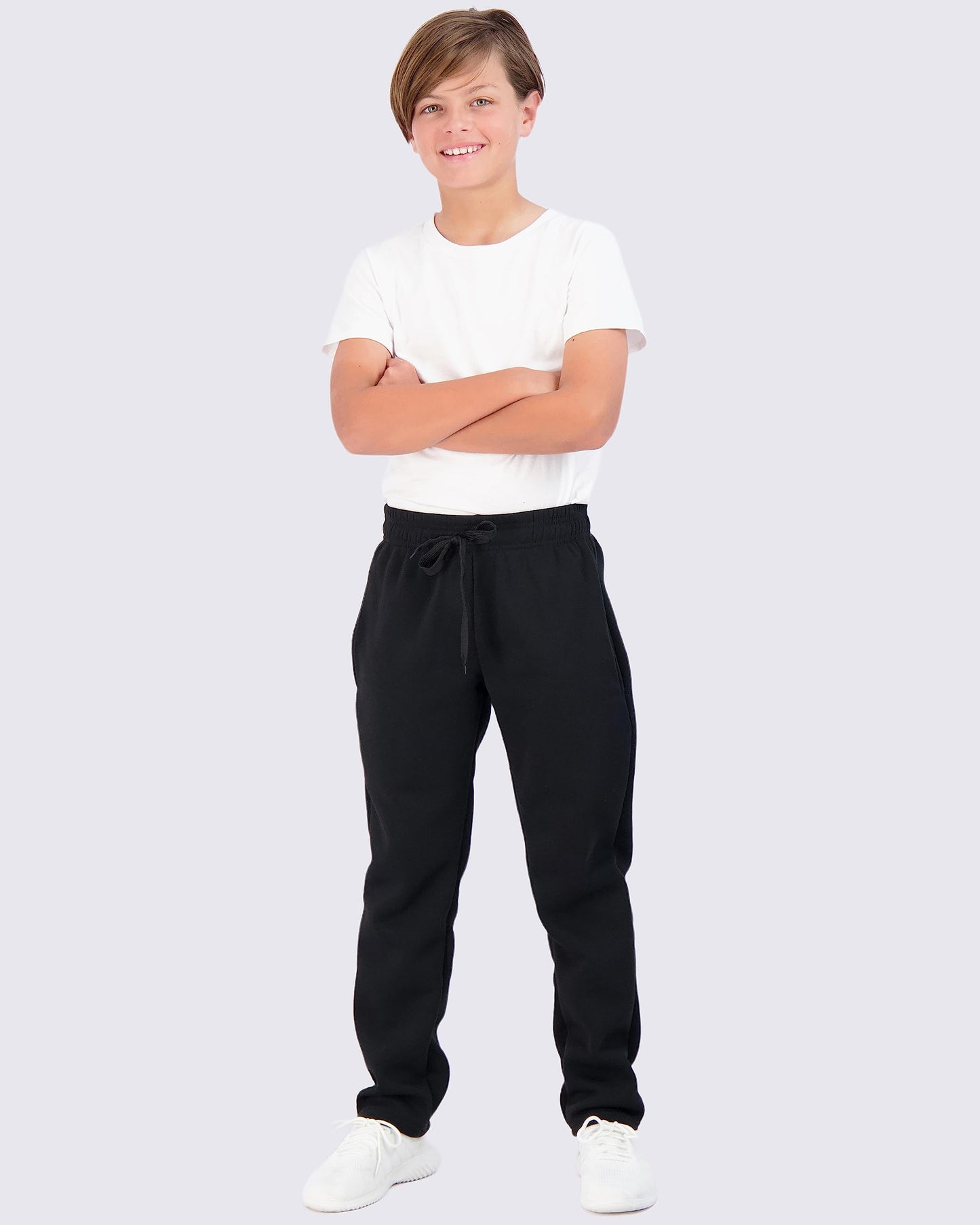 Real Essentials 3 Pack: Boys' Tech Fleece Open Bottom Sweatpants with Pockets