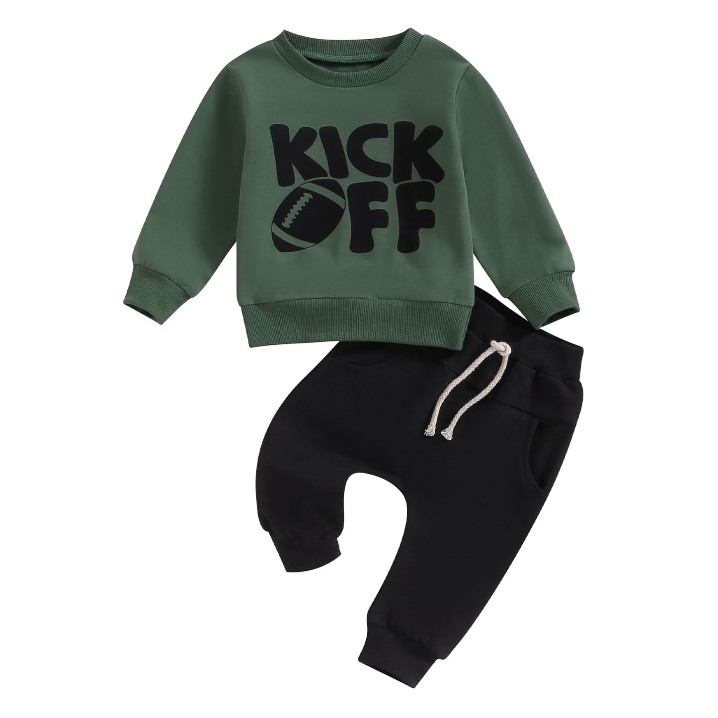 Kupretty Toddler Baby Boy Fall Winter Clothes Color Block Long Sleeve Sweatshirt Pullover Tops + Joggers Pants Outfit Set