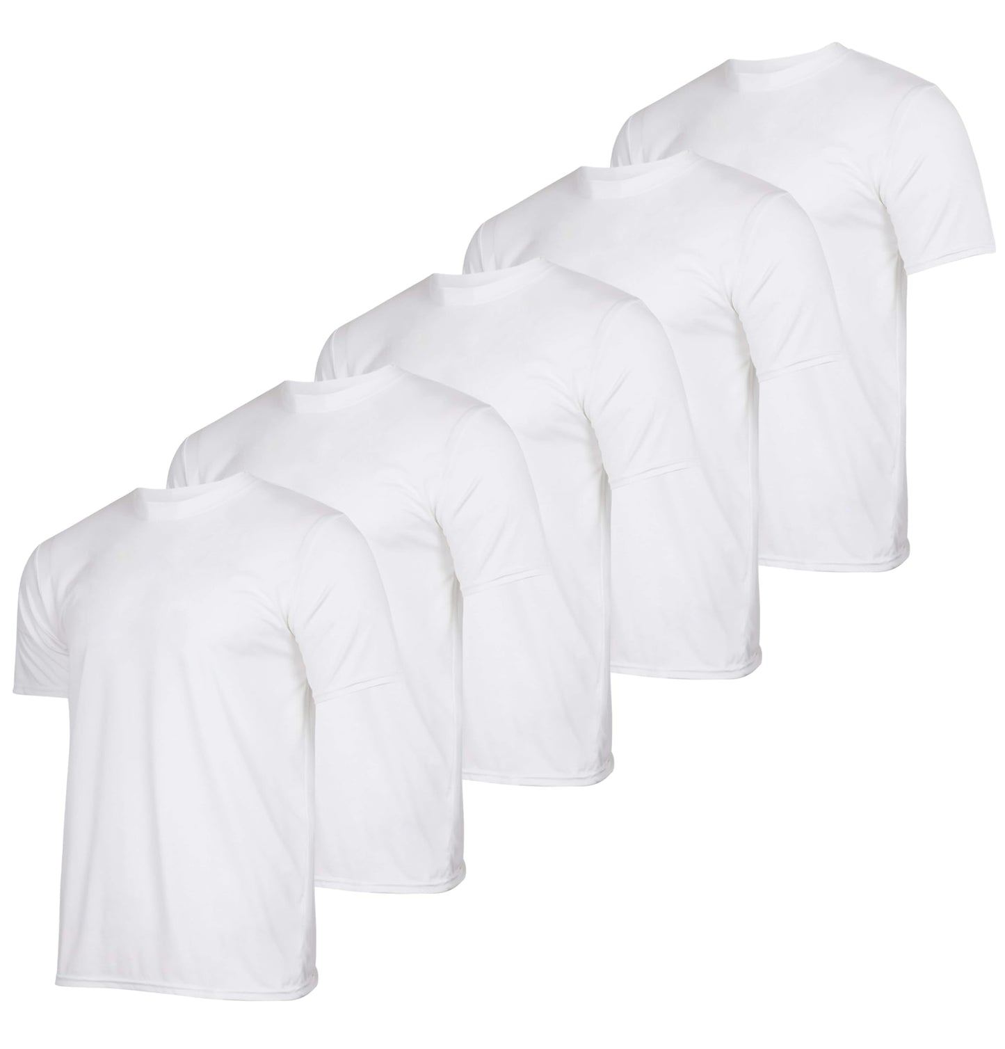 Real Essentials 5 Pack: Youth Dry-Fit Wicking Active Athletic Performance Short Sleeve T-Shirt Boys & Girls Shirts