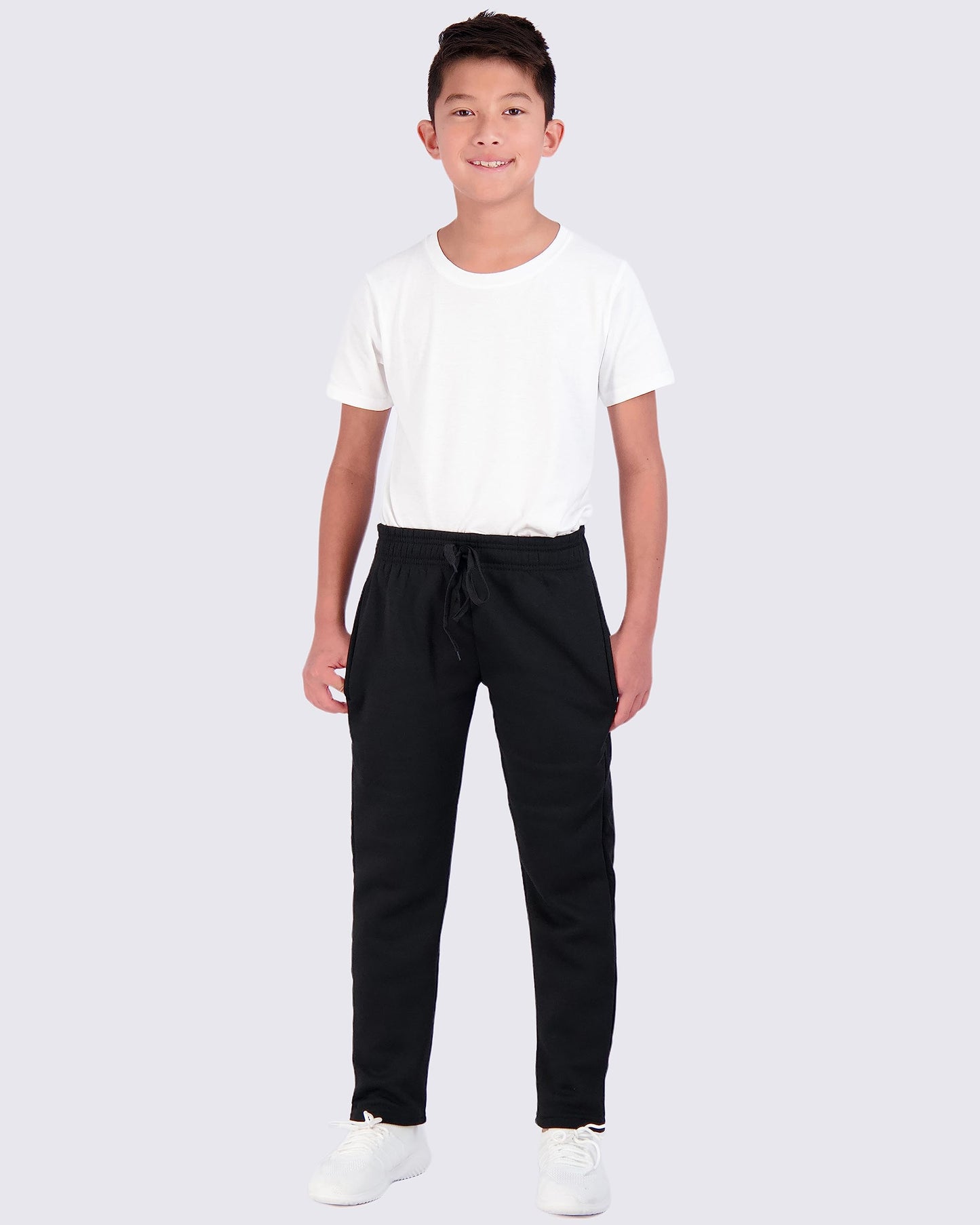 Real Essentials 3 Pack: Boys' Tech Fleece Open Bottom Sweatpants with Pockets