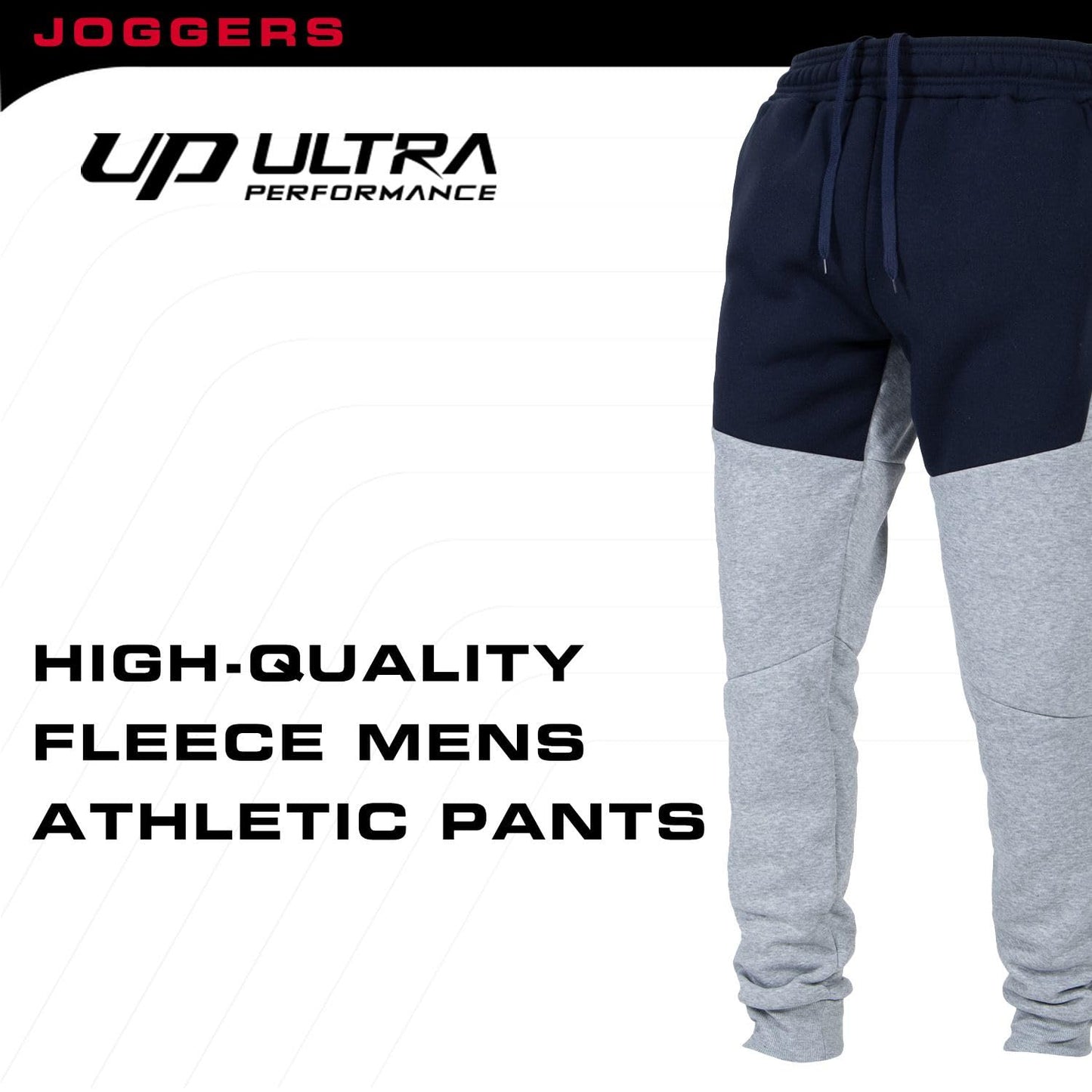 Ultra Performance 3 Pack Fleece Active Tech Joggers for Men, Mens Sweatpants with Zipper Pockets