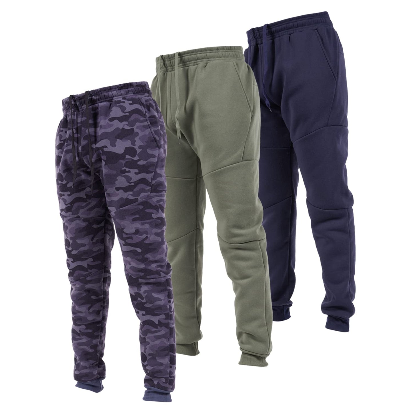 Ultra Performance 3 Pack Fleece Active Tech Joggers for Men, Mens Sweatpants with Zipper Pockets