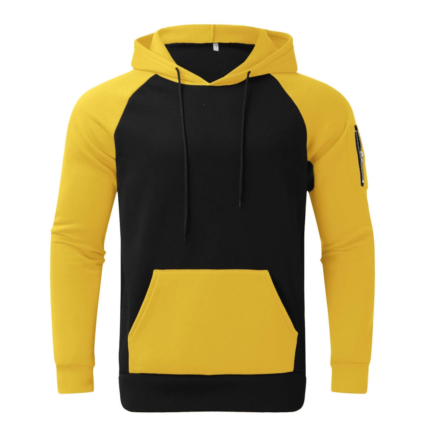 Sweatshirts for Men Trendy Color Block Hoodies Fleece Long Sleeve Hooded Pullover Casual Patchwork Tops with Pocket