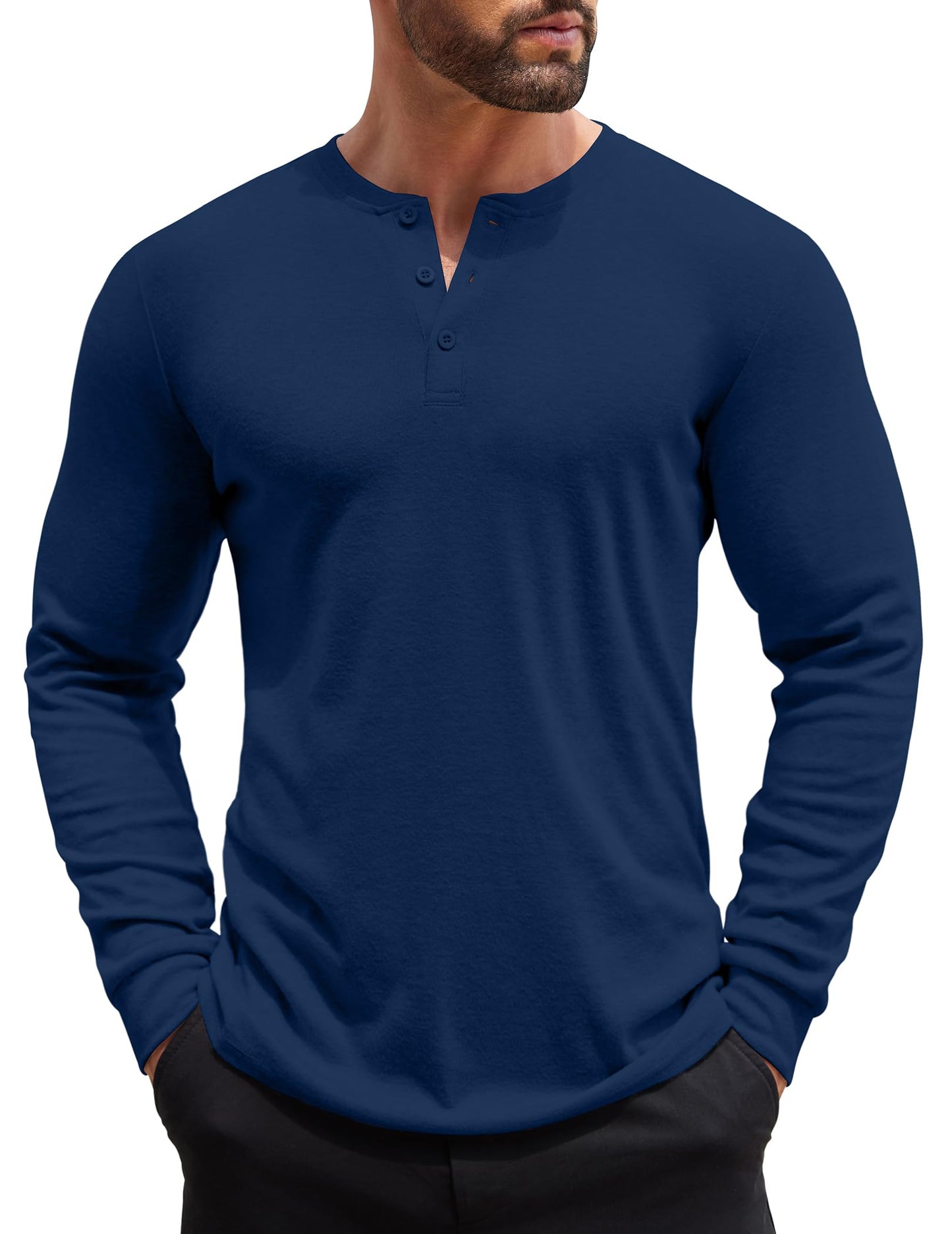 COOFANDY Men's Henley Shirts Long Sleeve Button T-Shirt Lightweight Fashion Casual Pullover Shirt