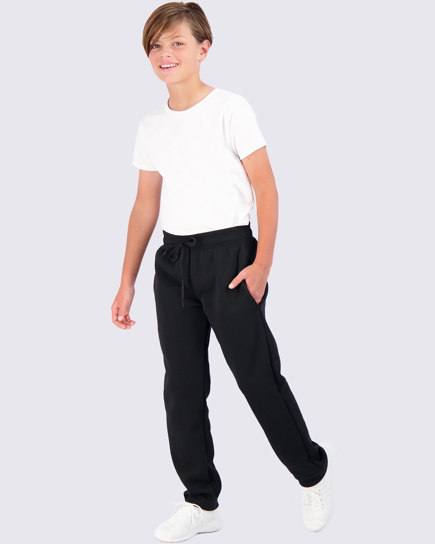 Real Essentials 3 Pack: Boys' Tech Fleece Open Bottom Sweatpants with Pockets