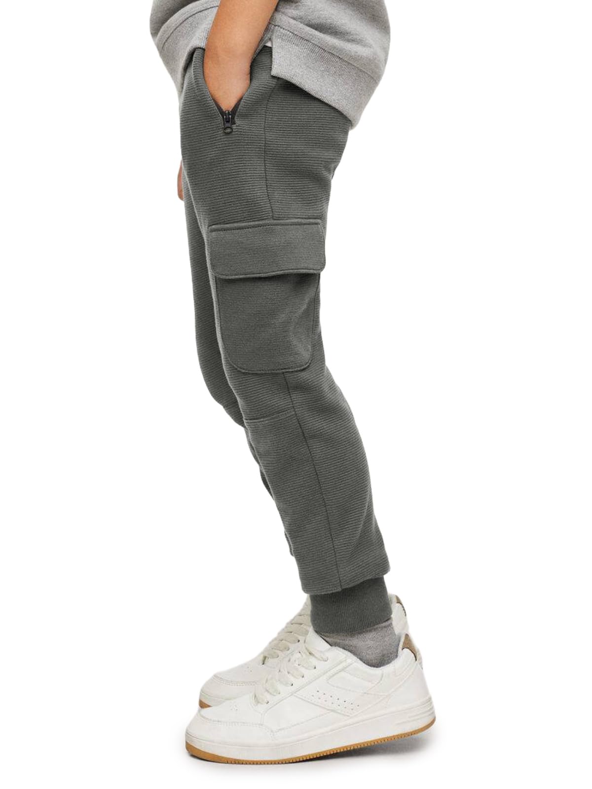 Boys Cargo Sweatpants Kids Casual Drawstring Waist Joggers Soft Knitted Active Pants 5-14 Years