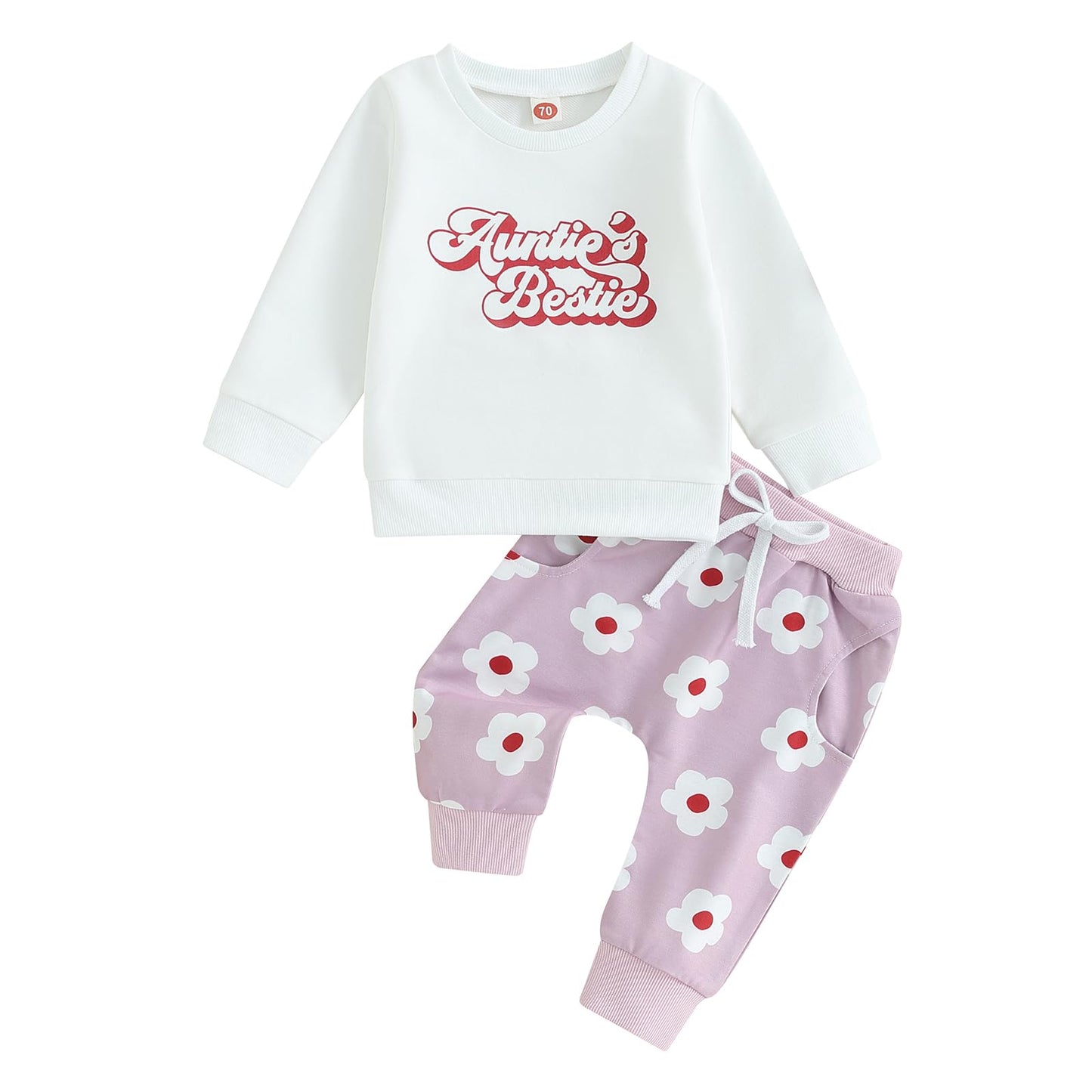 BeQeuewll Baby Girl Valentines Outfit Long Sleeve Heart Print Sweatshirt Jogger Pants 2Pcs Baby Girls Valentine Clothes