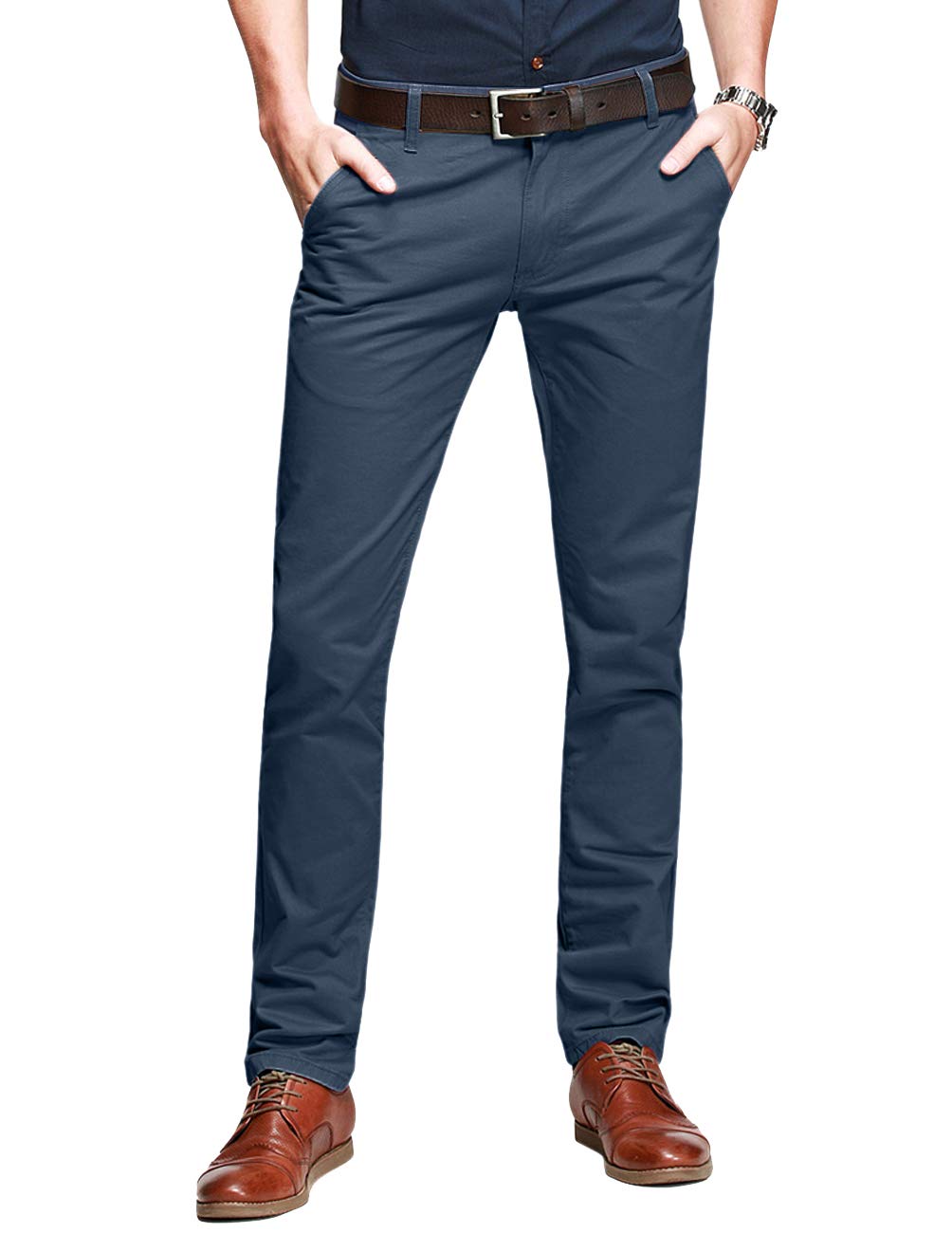 Match Mens Slim Tapered Flat Front Casual Pants