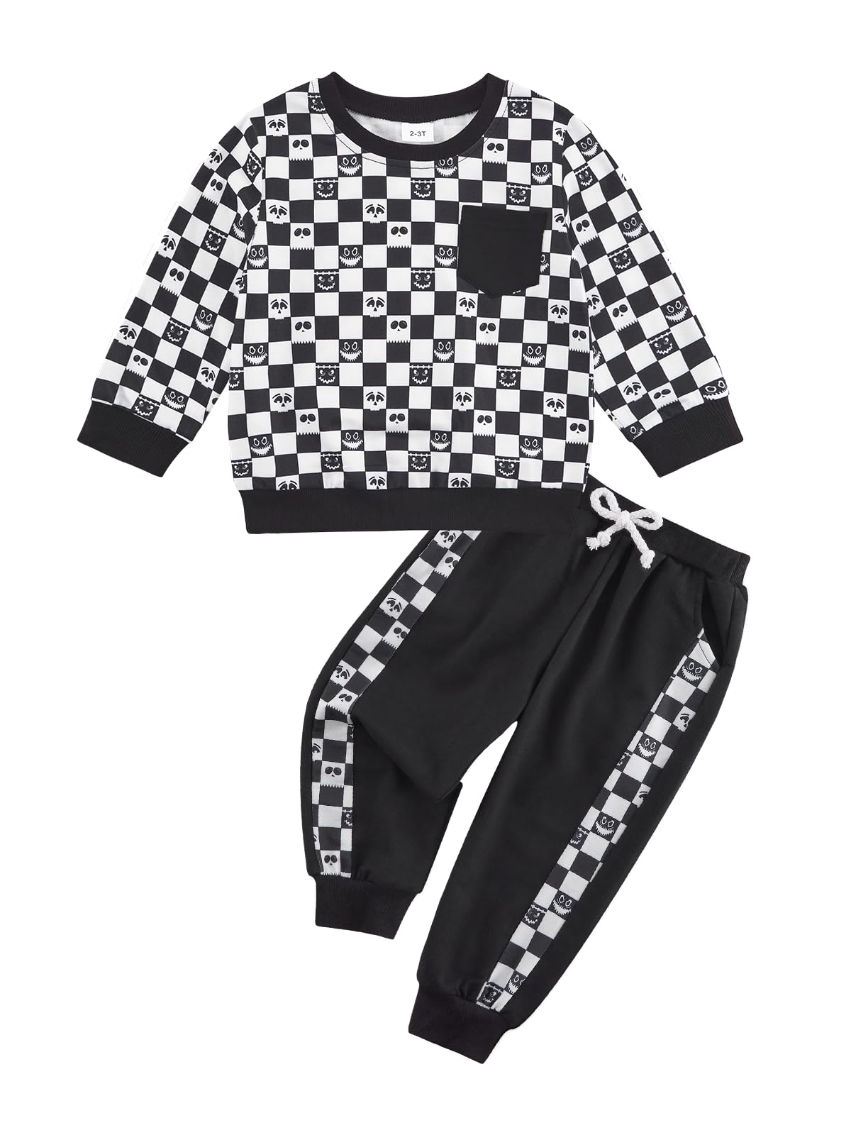 Toddler Boys Fall Winter Clothes Long Sleeve Contrast Color Plaid Sweatshirts Jogger Pants Baby Kids 2 Piece Outfits