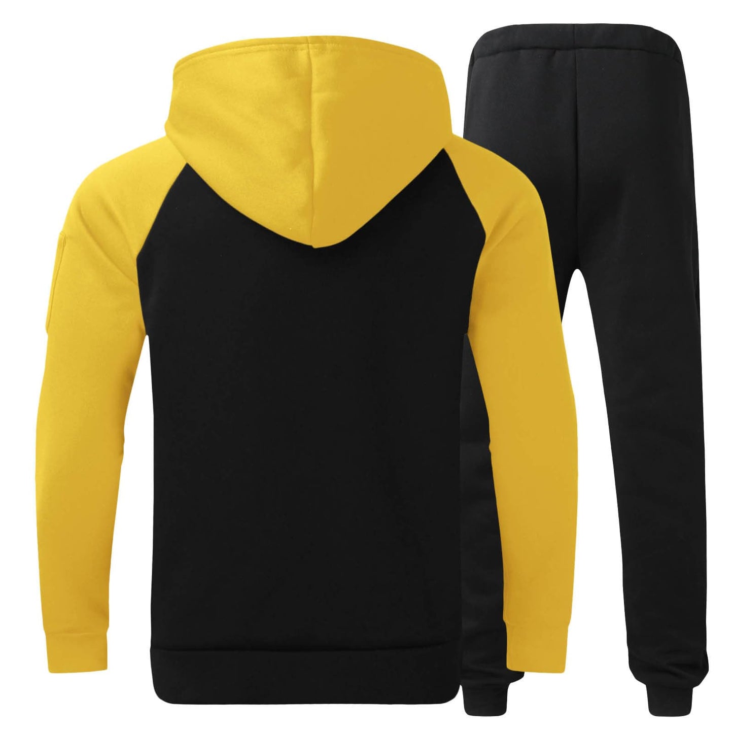 Sweatshirts for Men Trendy Color Block Hoodies Fleece Long Sleeve Hooded Pullover Casual Patchwork Tops with Pocket