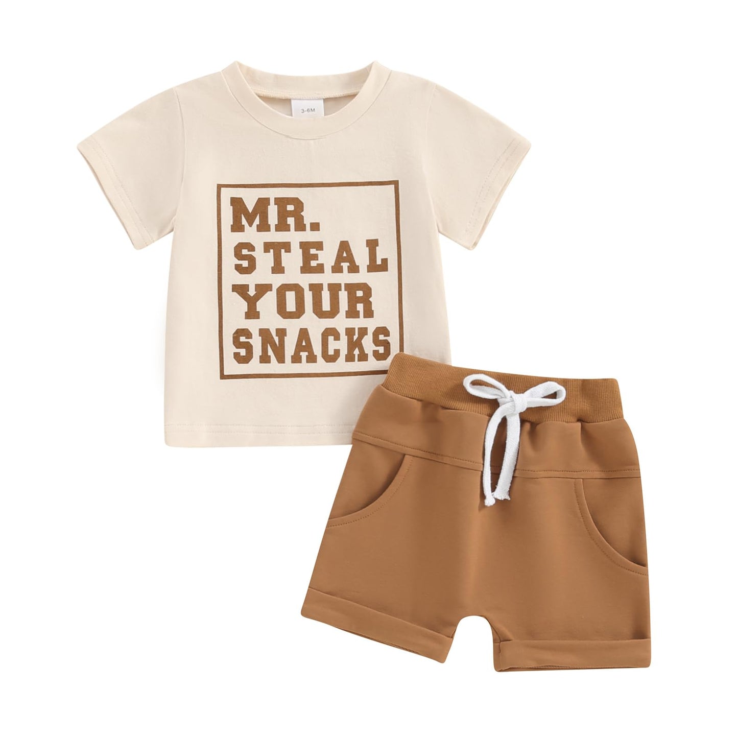 Toddler Baby Boy Summer Clothes Short Sleeve Letter Print Stripe T-Shirt with Elastic Waist Shorts Set Summer Outfit