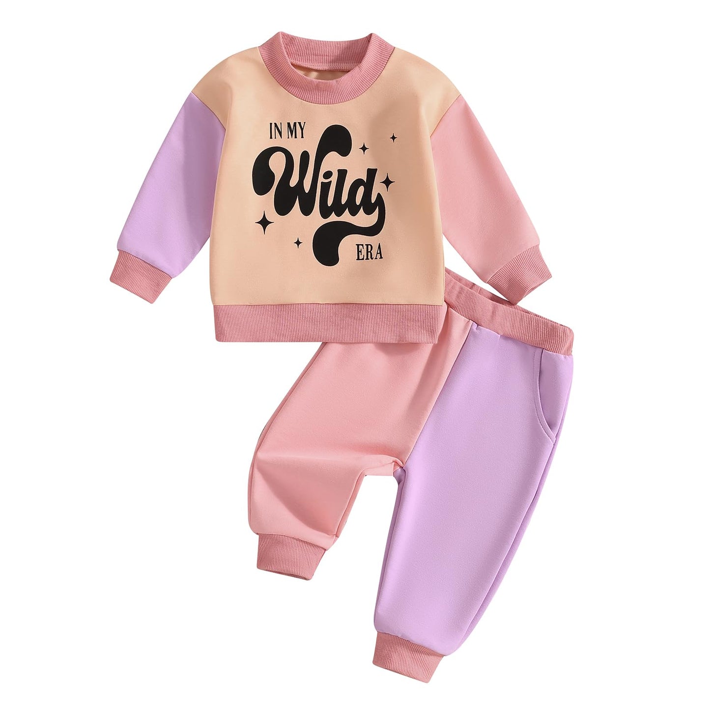 WZTYYDS Toddler Baby Girl Clothes 1T 2T 3T 4T 5T Fall Winter Outfits Contrast Color Long Sleeve Sweatshirt + Pants Sets