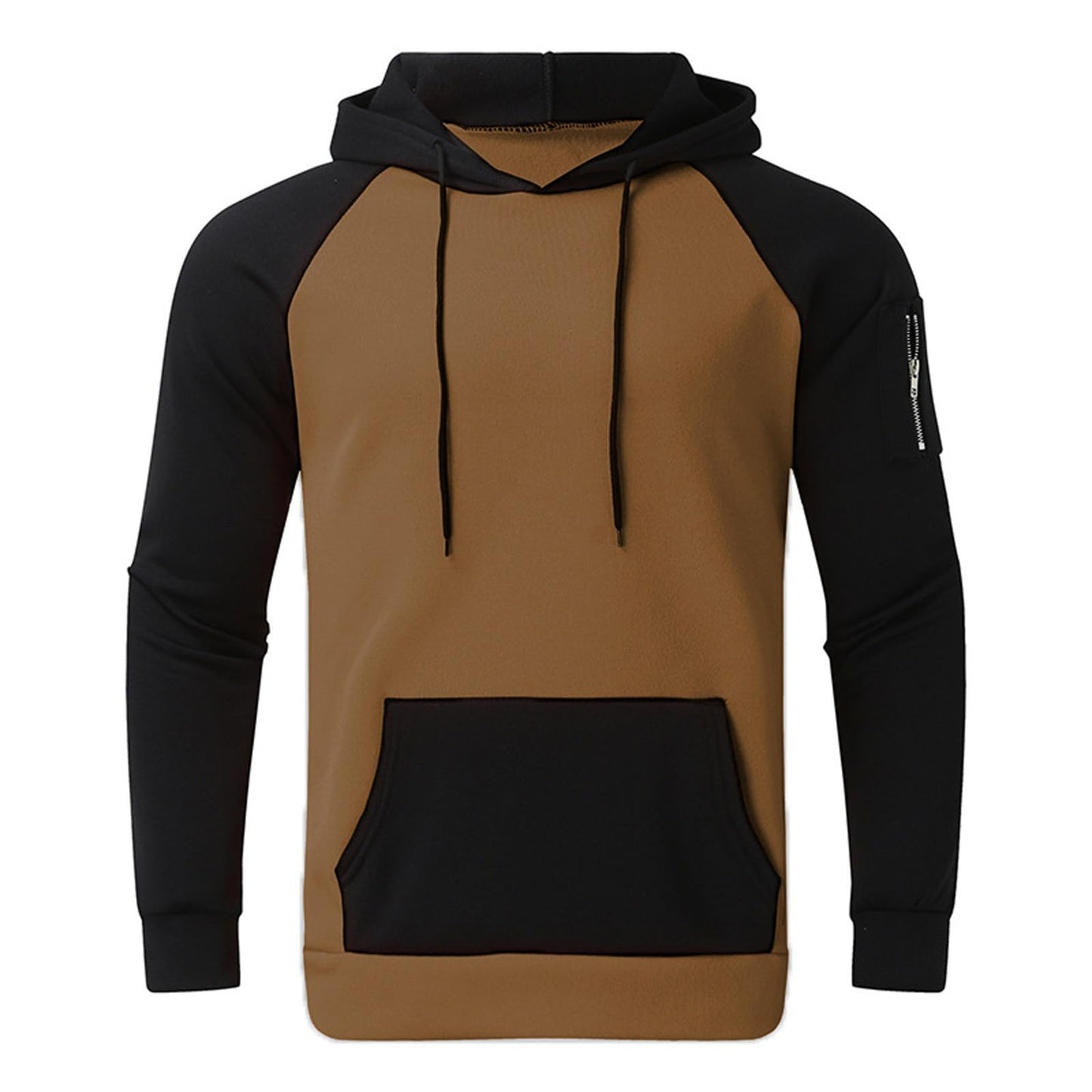 Sweatshirts for Men Trendy Color Block Hoodies Fleece Long Sleeve Hooded Pullover Casual Patchwork Tops with Pocket