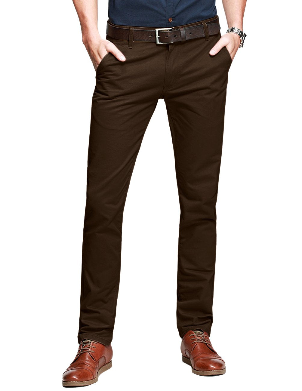 Match Mens Slim Tapered Flat Front Casual Pants