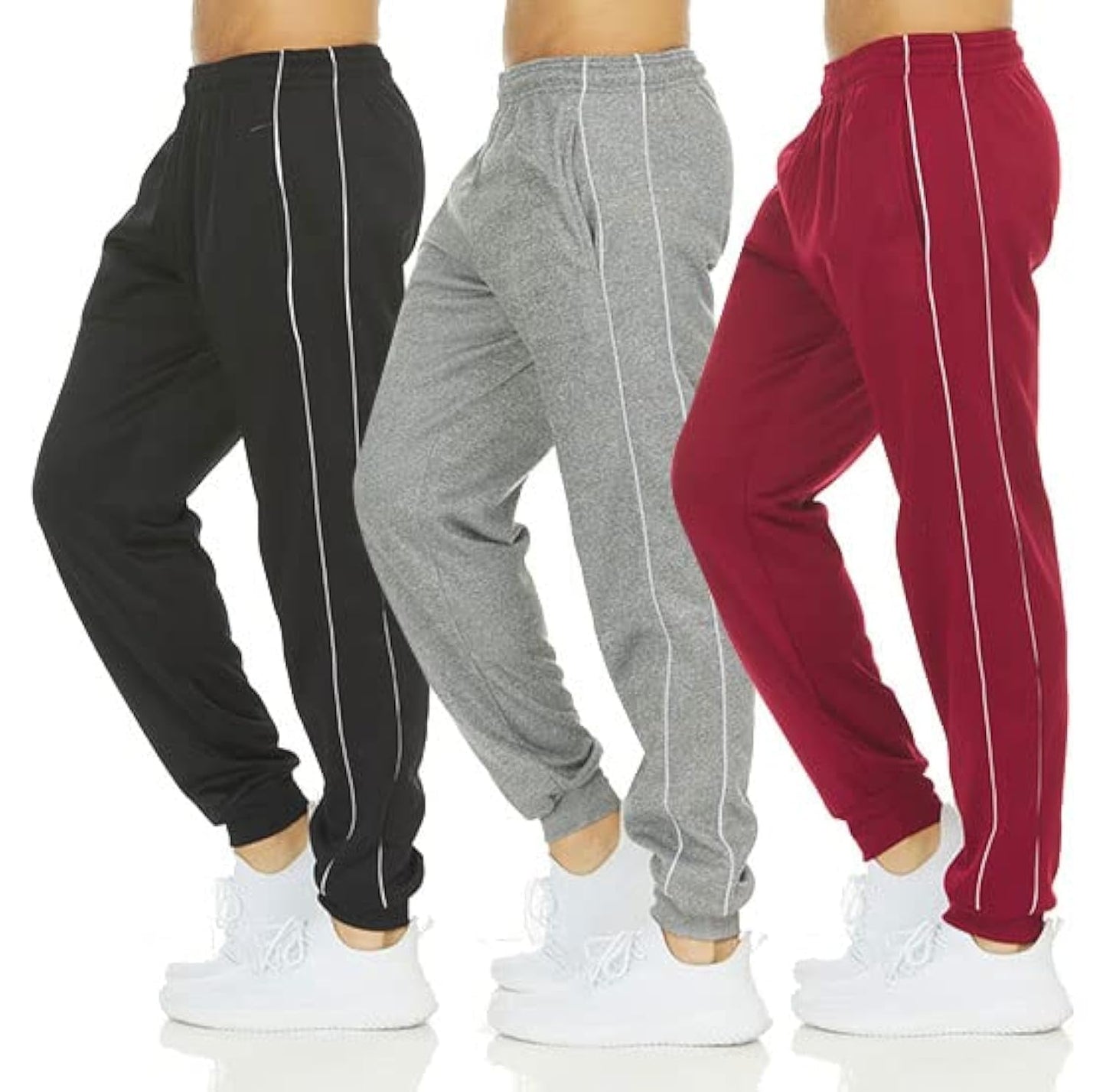 DARESAY Men's Tech Fleece Joggers Dry Fit Performance Sweatpants [3-Pack]